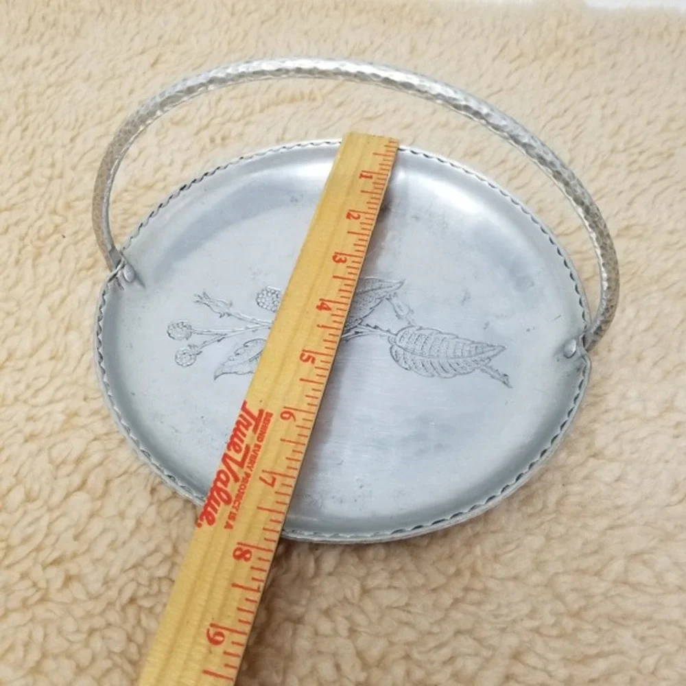 VTG Farberware Hand-Wrought Aluminum Serving‎ Tray w/ Handle See Pics